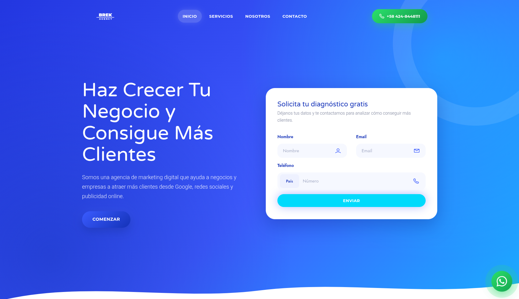 Sitio web de BrekAgency