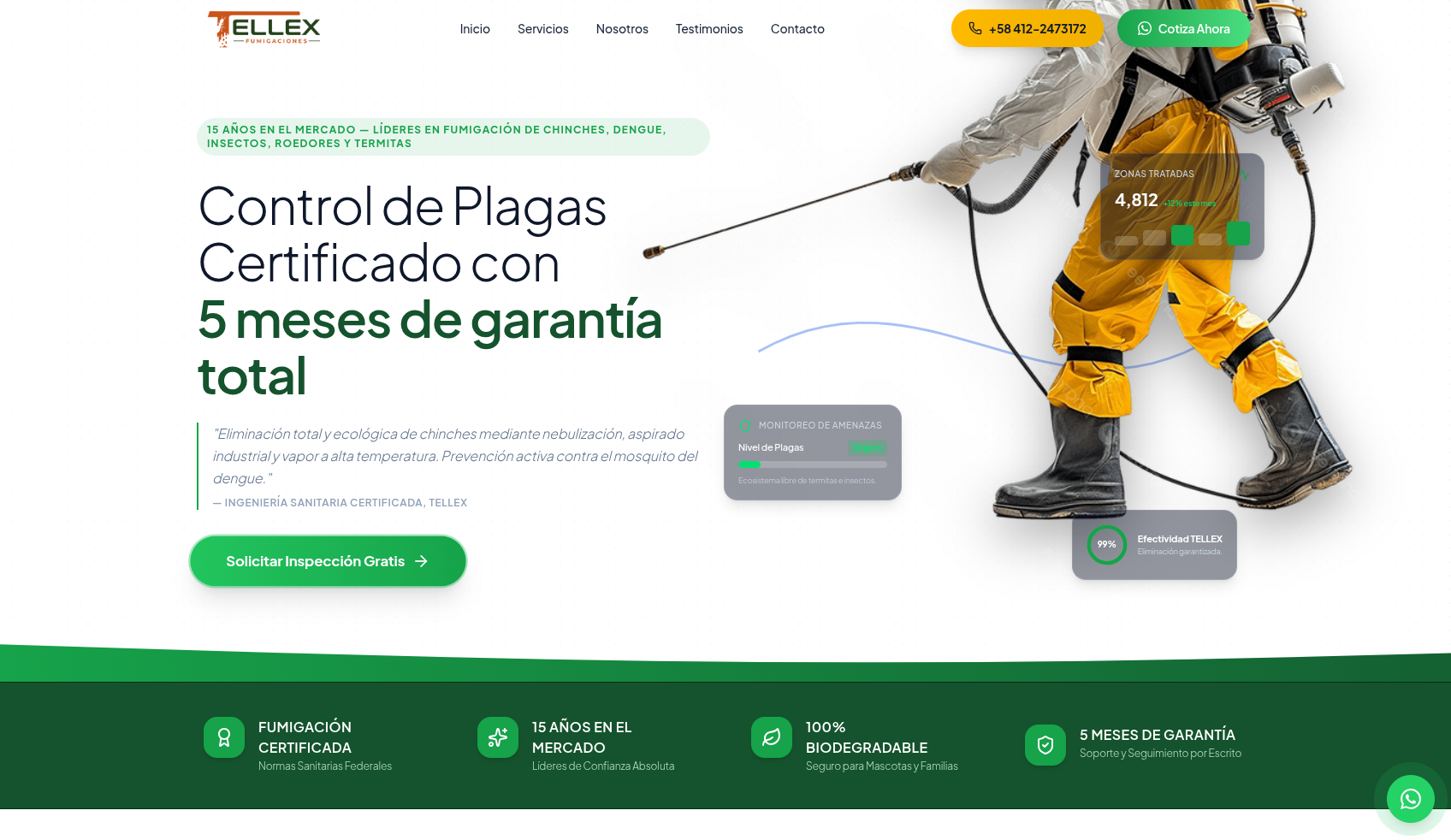Sitio web de Fumigaciones Tellex